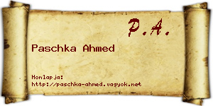 Paschka Ahmed névjegykártya